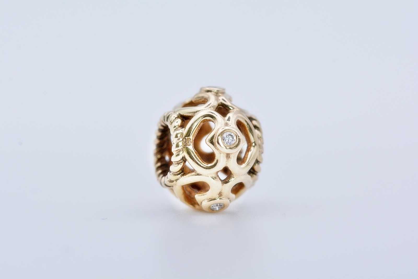 Oryginalny charms Pandora Gold Openworks Heart Diamond 750466D 585