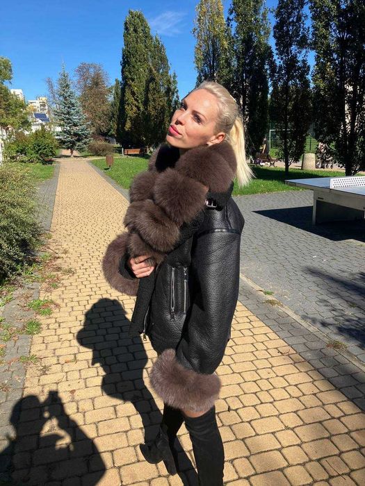 Kożuch. Naturalne futro lisa.Дубленка. Натуральный мех лисы съемный