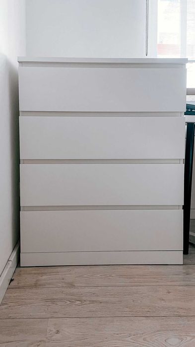 Cómoda c/4 gavetas, branco, 80x100 cm