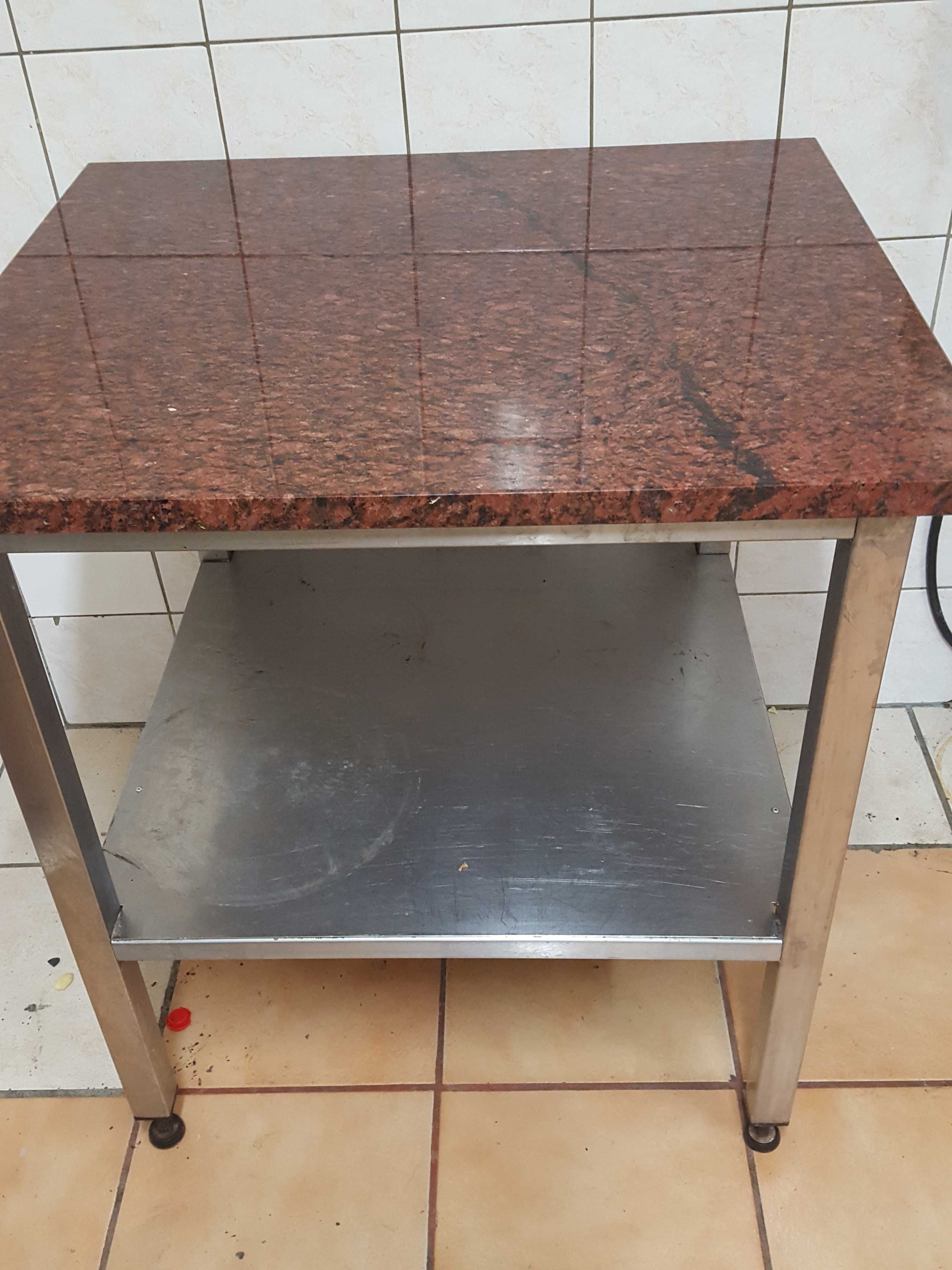 Stół z półką blat granitowy 70x80x85 cm