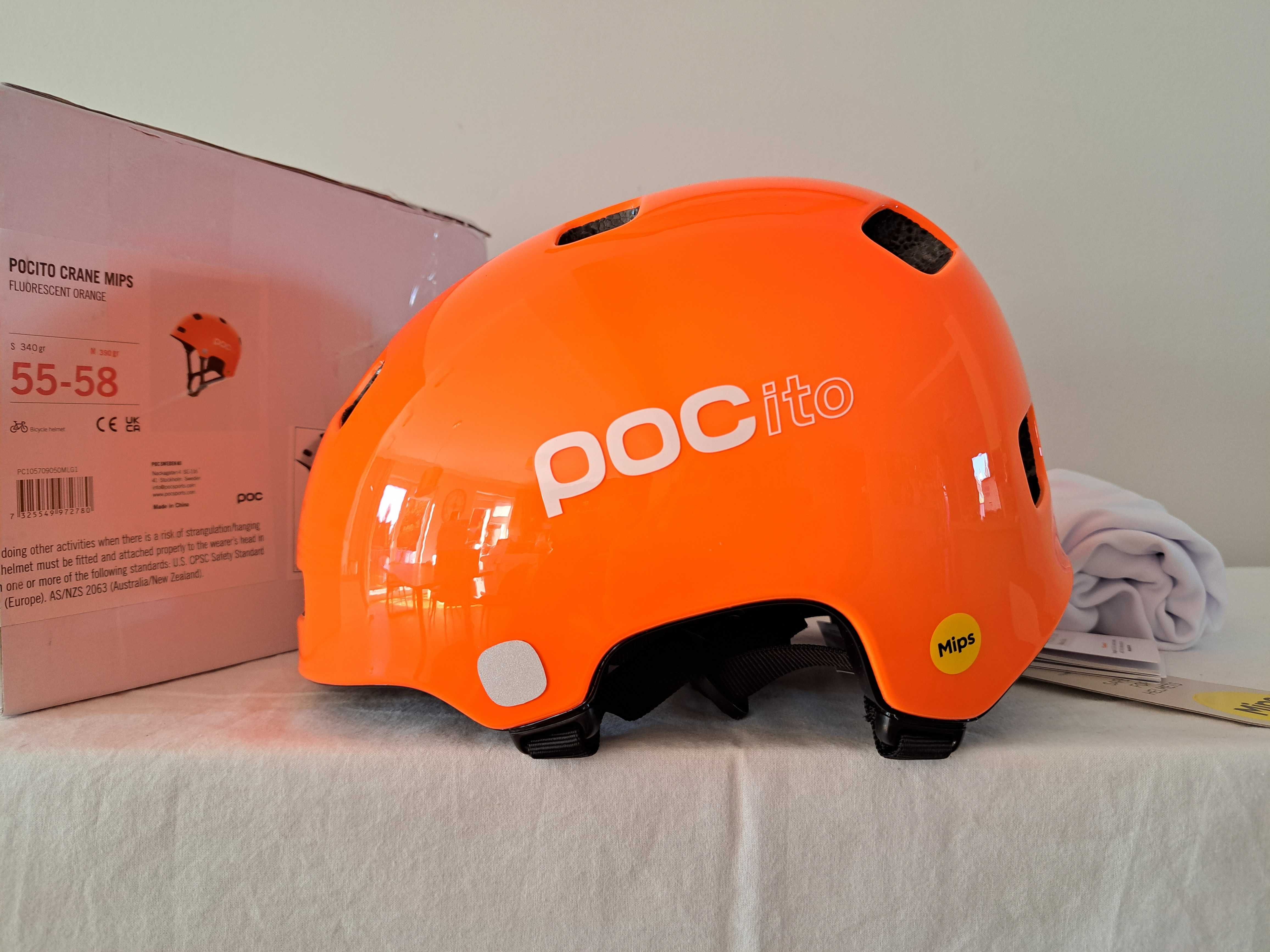 Kask rowerowy dziecięcy Pocito Crane Mips Fluorescent Orange M 55-58cm