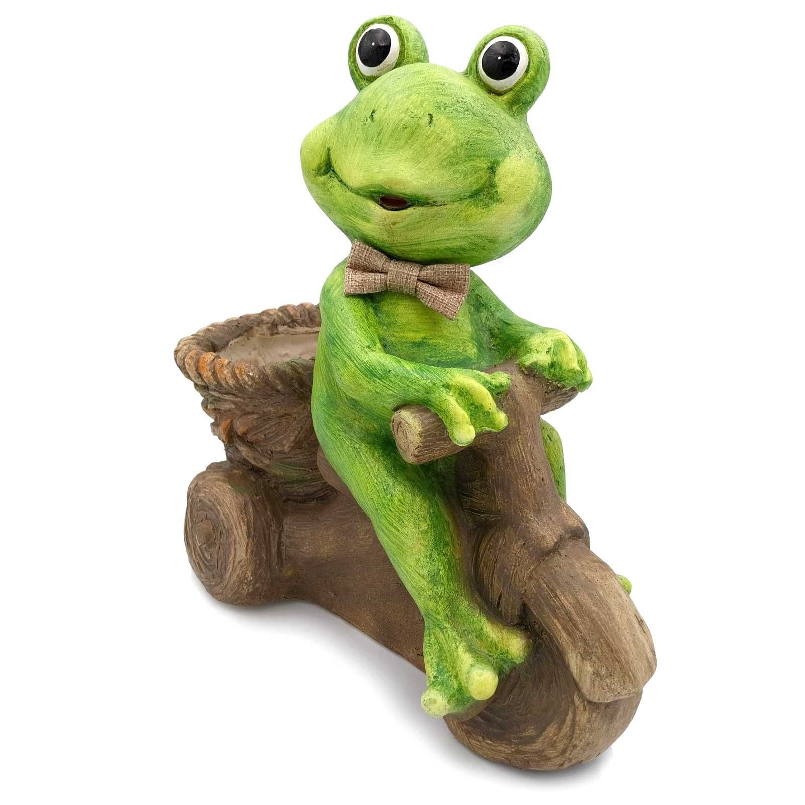 Żaba do ogrodu z doniczką na kwiaty duża figurka ogrodowa 35cm