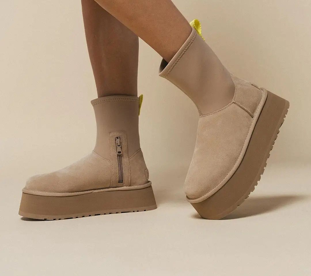 Ugg platformy classic dipper boot 39 nowe śniegowce beżowe wełna