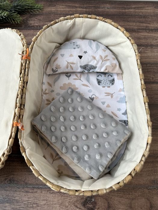 Текстильна лялька, кукла ручної роботи з набором одягу та колискою