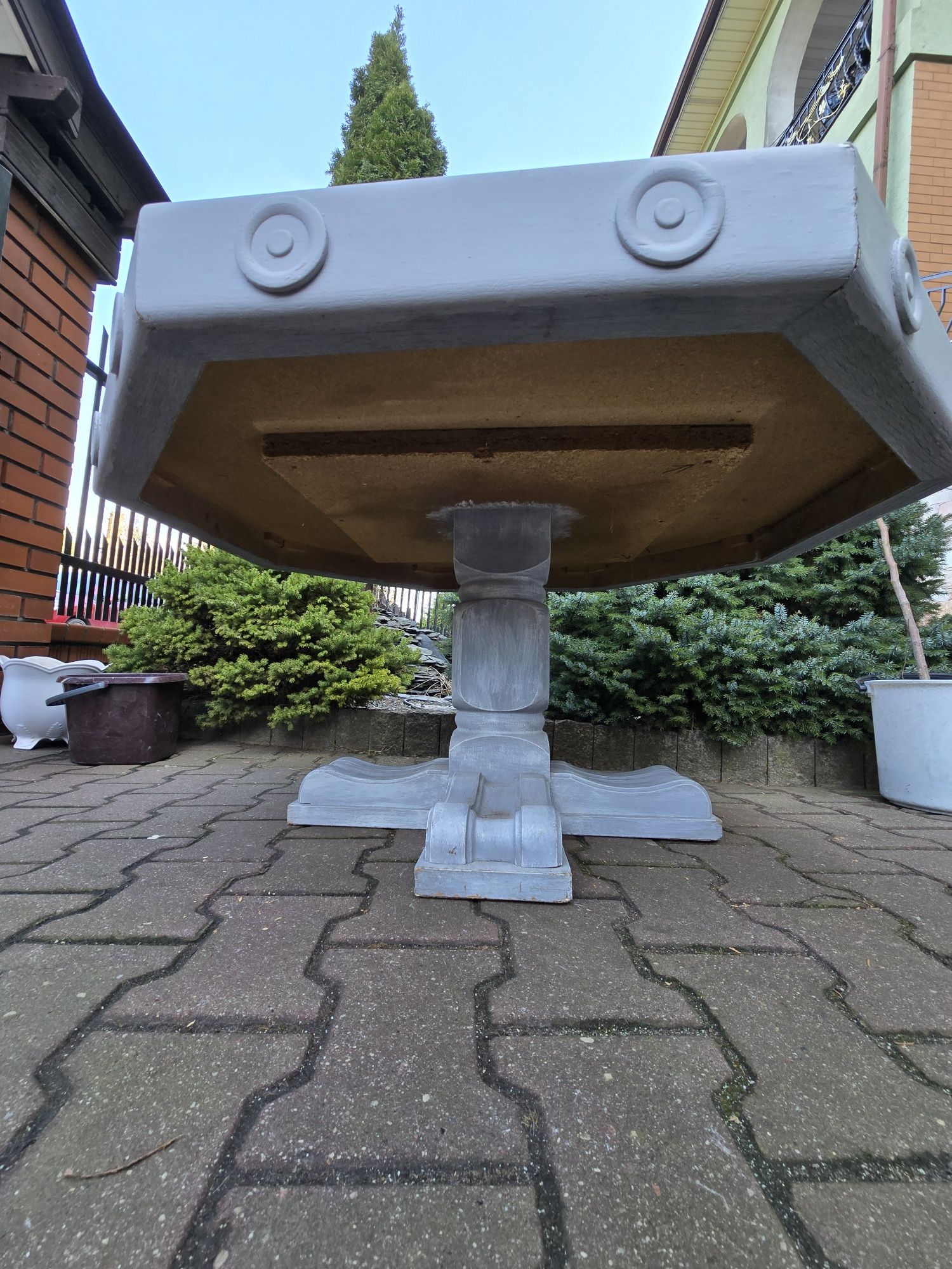 Stół, ława dębowa blat z kamiennych plytek