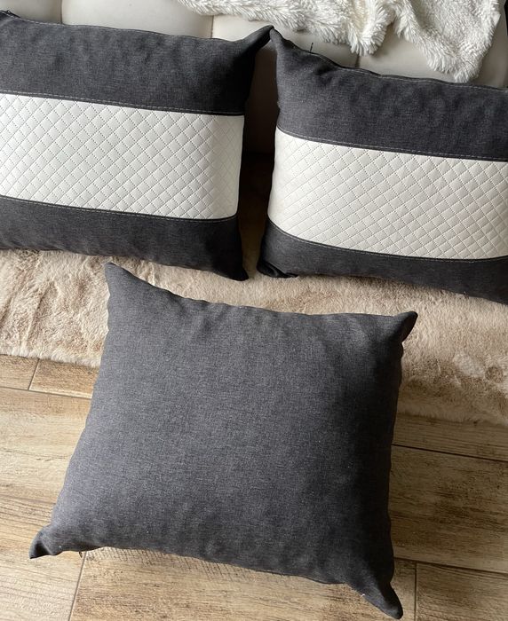 Komplet duzych poduszek szaro-kremowych do sofy kanapy poduszki 50x60