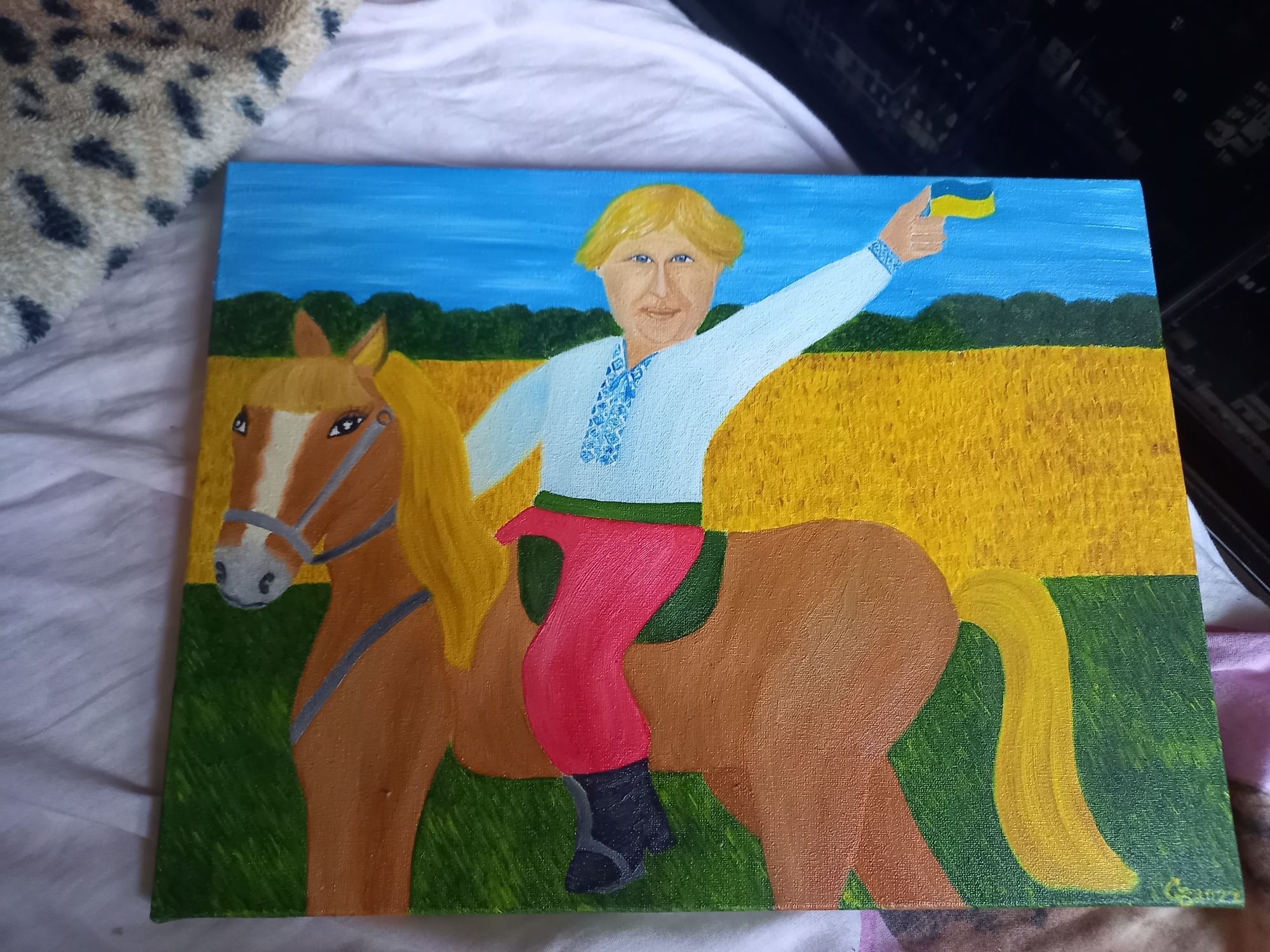 Картина маслом "Борис Джонсон на коне" 30×40