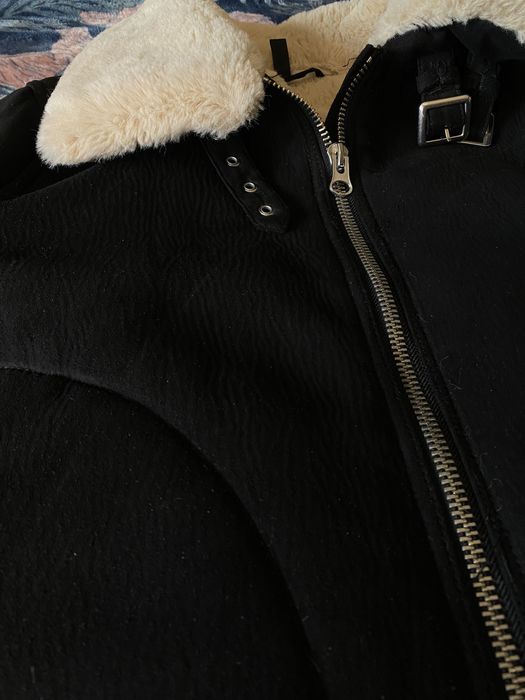 Kurtka kożuszek a'la zamszowa z imitacją futra roz. L H&M