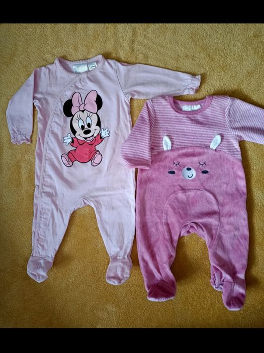 Komplet pajacyki piżamki H&M Disney Myszka Minnie r.56