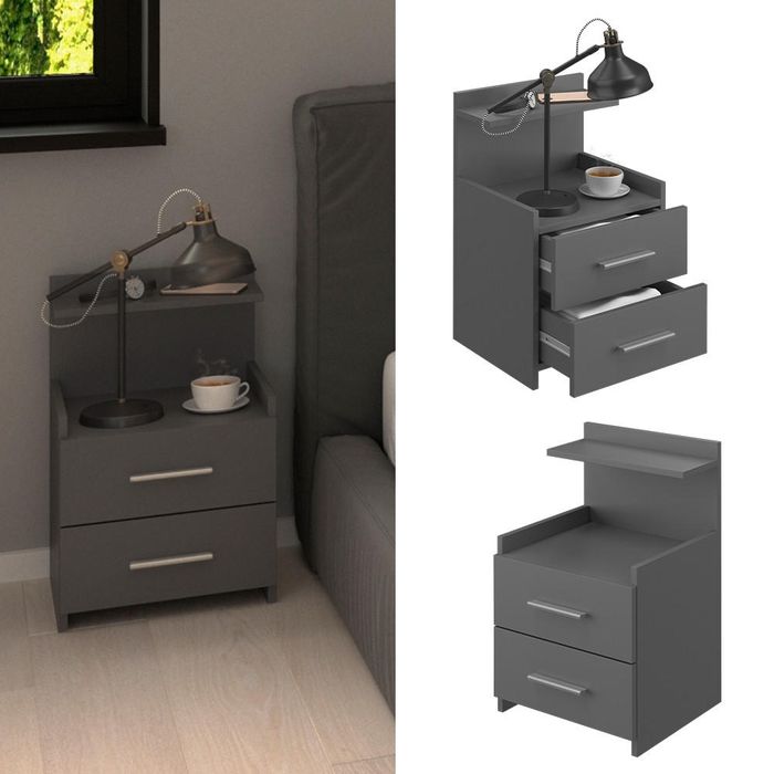 Vicco Stolik nocny zestaw 2 szt, kolor antracyt