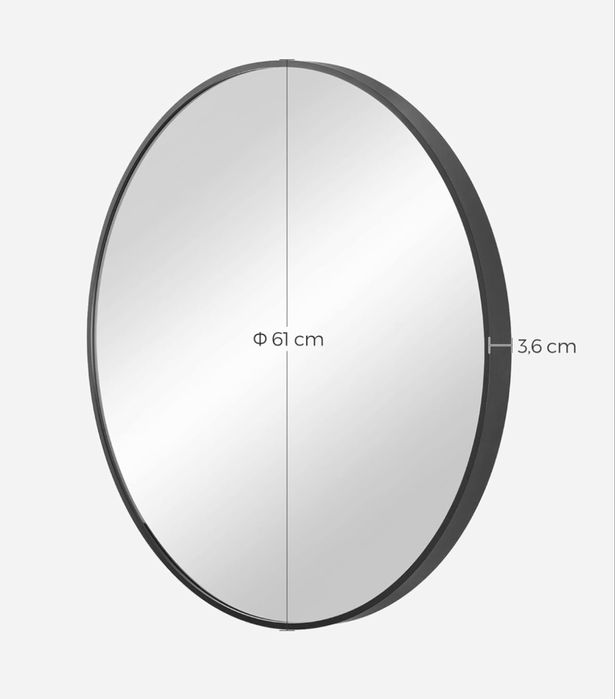 Lustro ścienne okrągłe salon łazienka sypialnia śr. 61cm czarny