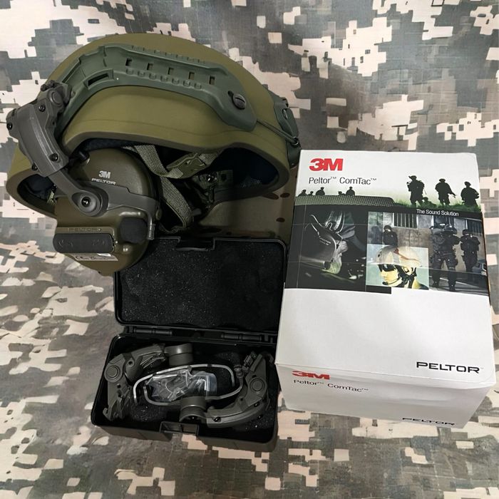 Навушники Peltor ComTac XPI + кріплення ТОП якості олива комплект‼️