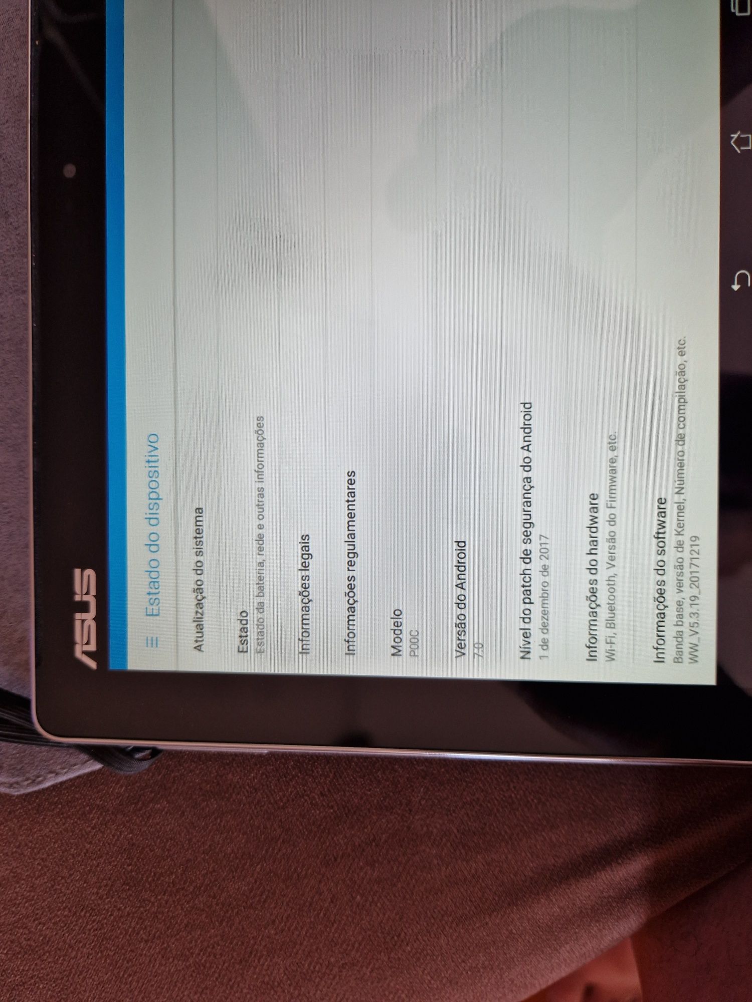 Tablete asus versão Android