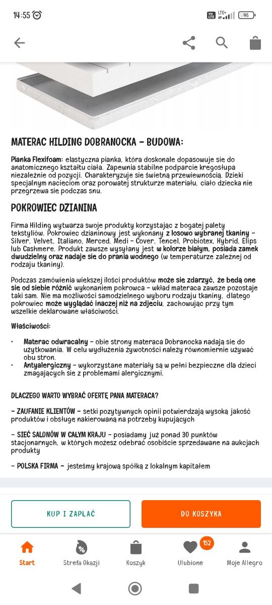 Materac hilding dobranocka