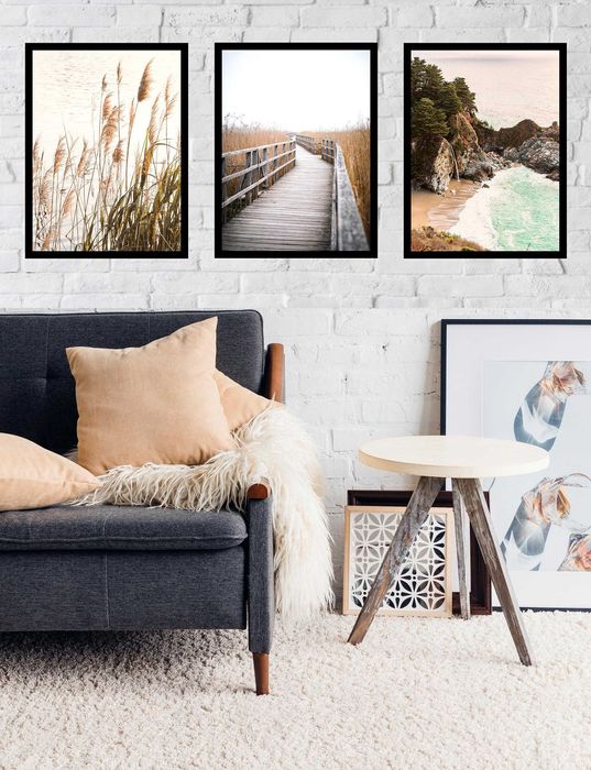30x40 obrazy w ramie plakaty ramka MORZE PIASEK MOST TRAWA BOHO