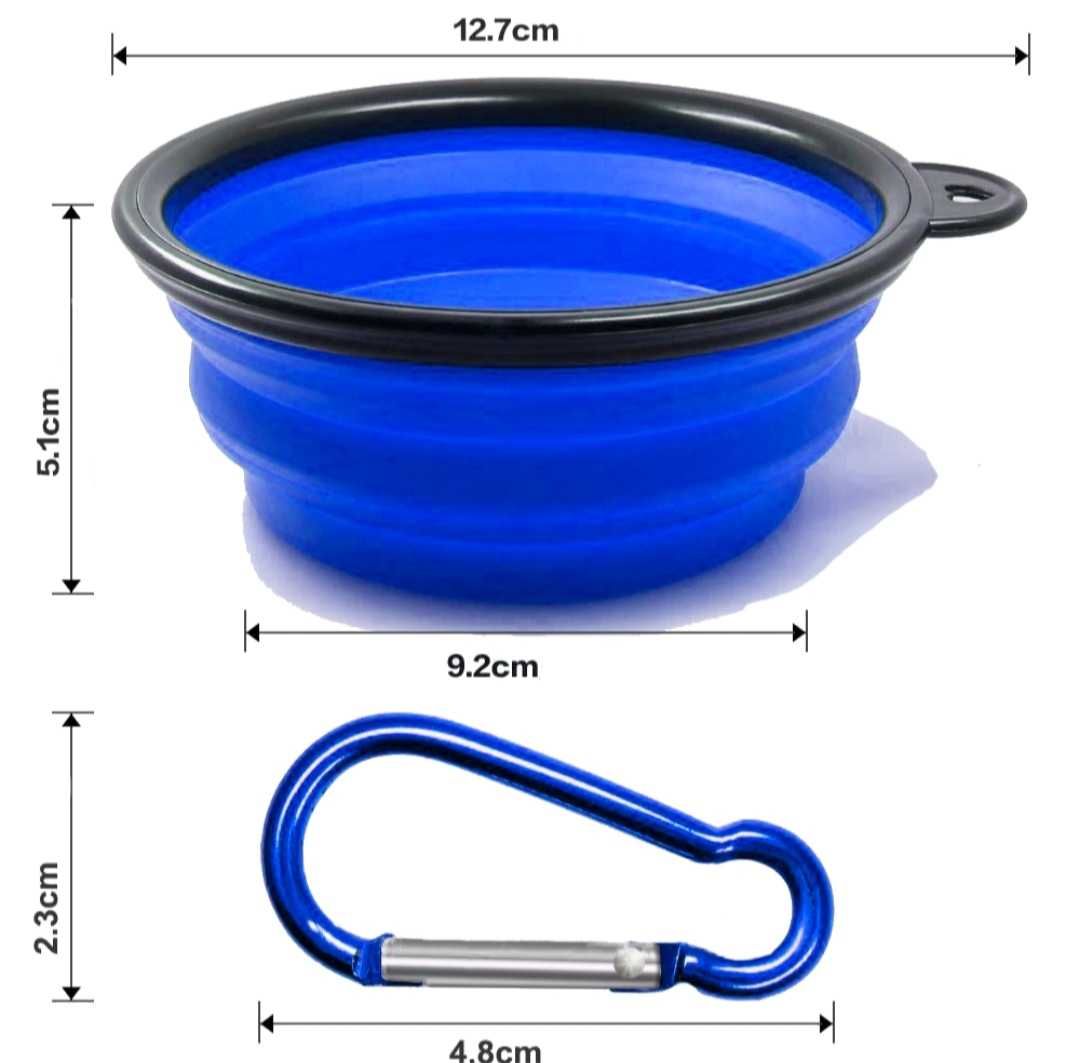 Дорожня складна миска для собак та котів силіконова, з карабіном
