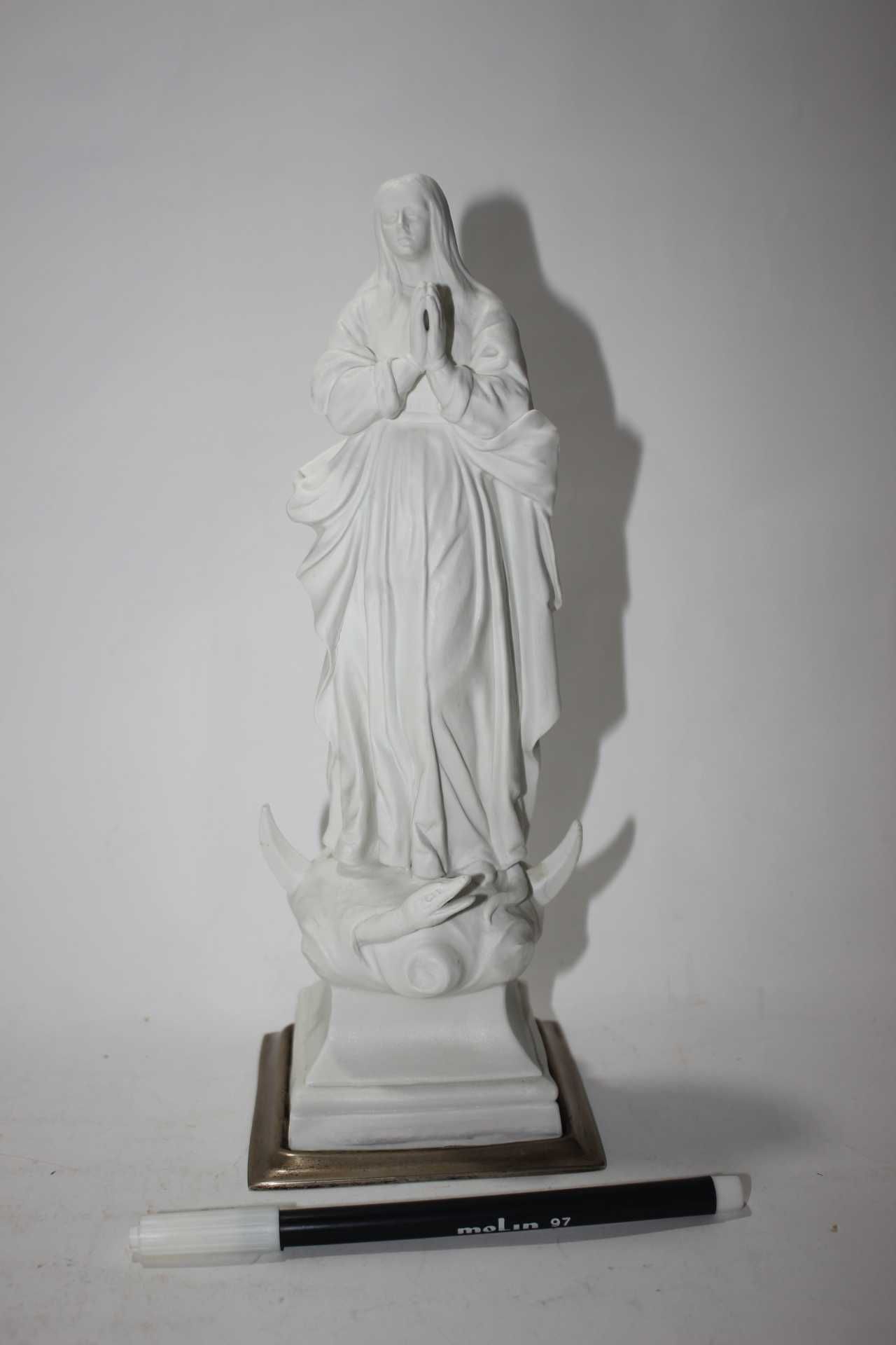 Escultura Biscuit -Vista Alegre- Nossa Senhora Conceição - Base Prata