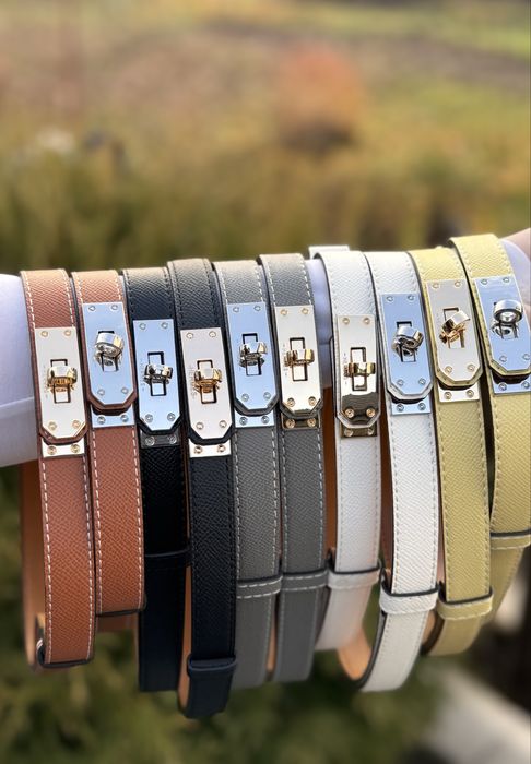 Жіночий тонкий ремінь з замочком в стилі hermes