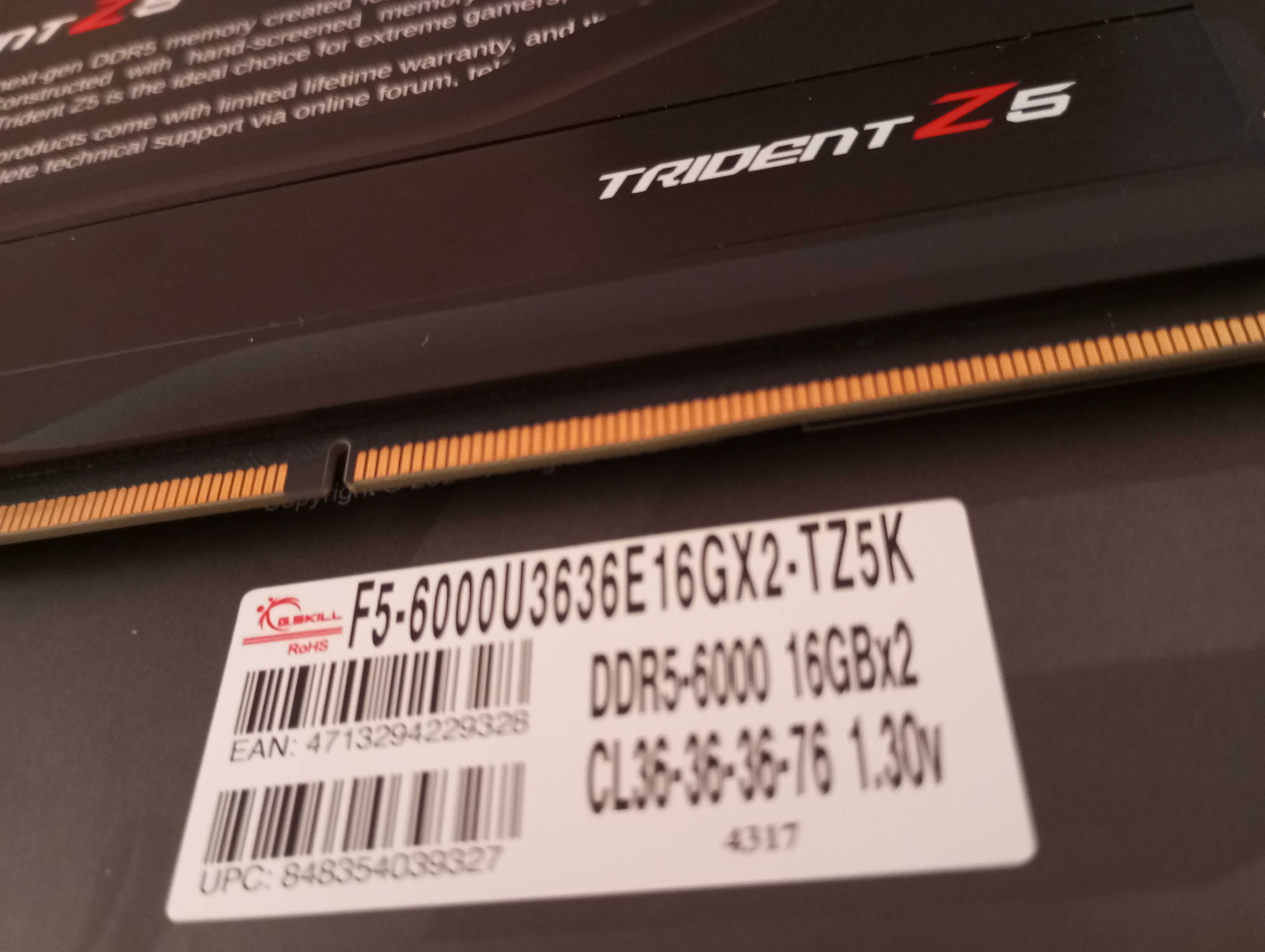 Память G.Skill DDR5-6000 32Gb CL36 (2x16Гб) Trident Z5