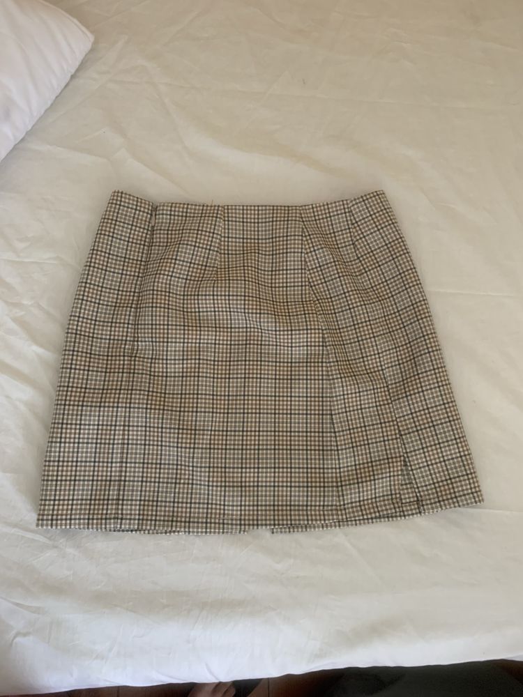 Checker pattern pencil skirt