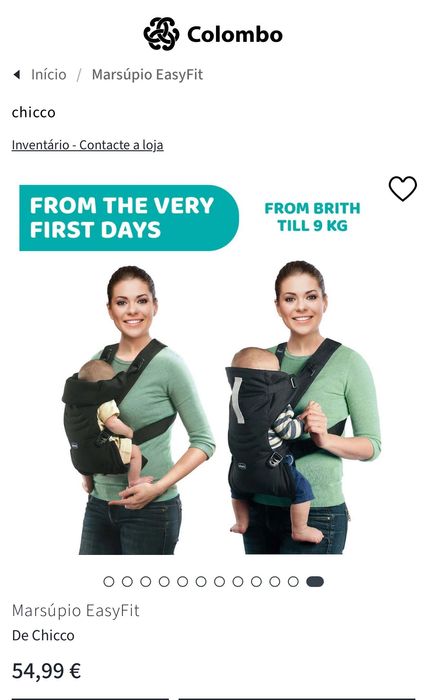 Marsúpio EasyFit Chicco 0 m + NOVO