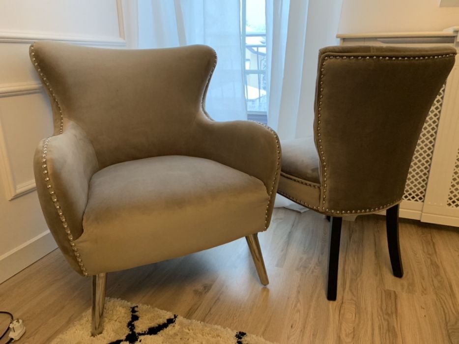 Eleganckie krzesło z pinezkami w stylu glamour! Okazja jakich mało!