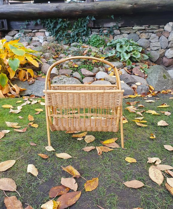 Gazetnik, wiklinowy, boho, lata 70, vintage / retro / PRL