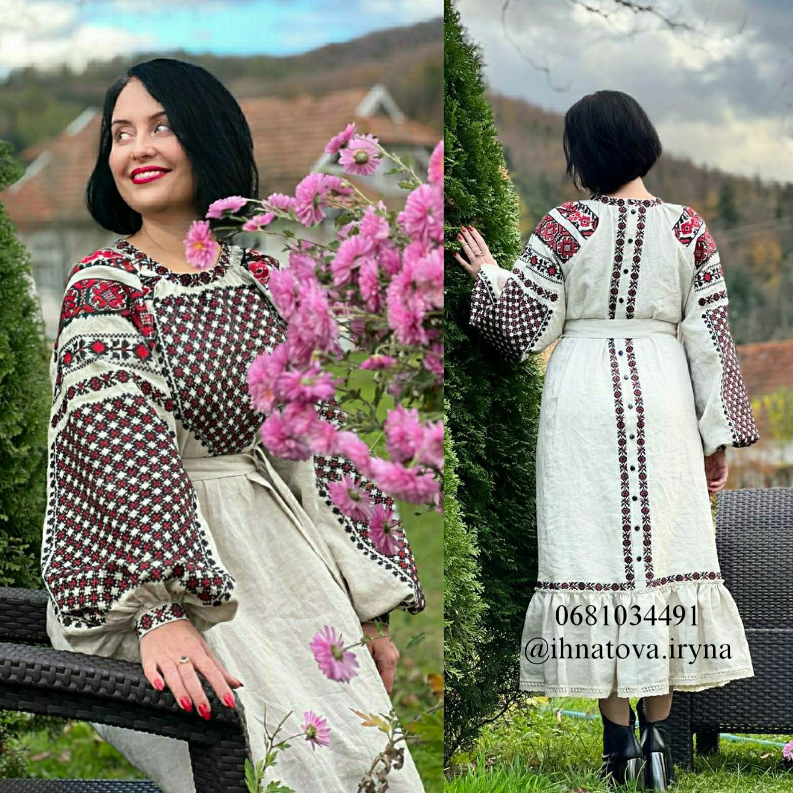 Вишита лляна автентична сукня, сорочка