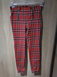 Śliczne czerwone spodnie Nowe w kratkę  FB Sister L