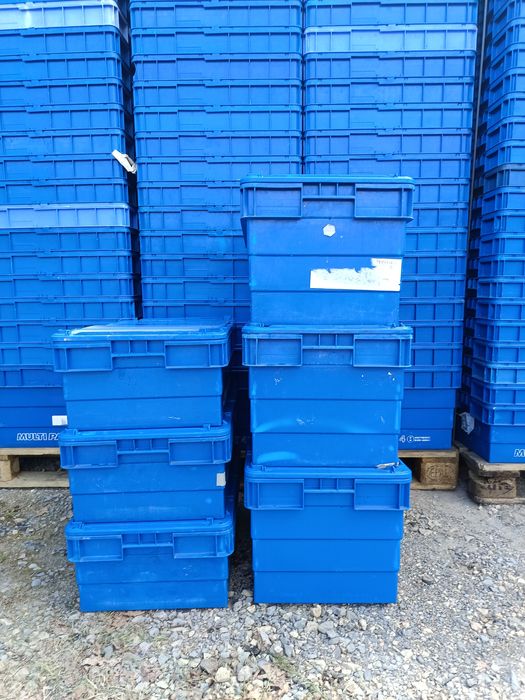 60x40x33 zamykane pojemniki magazynowe skrzynki plastikowe z pokrywą