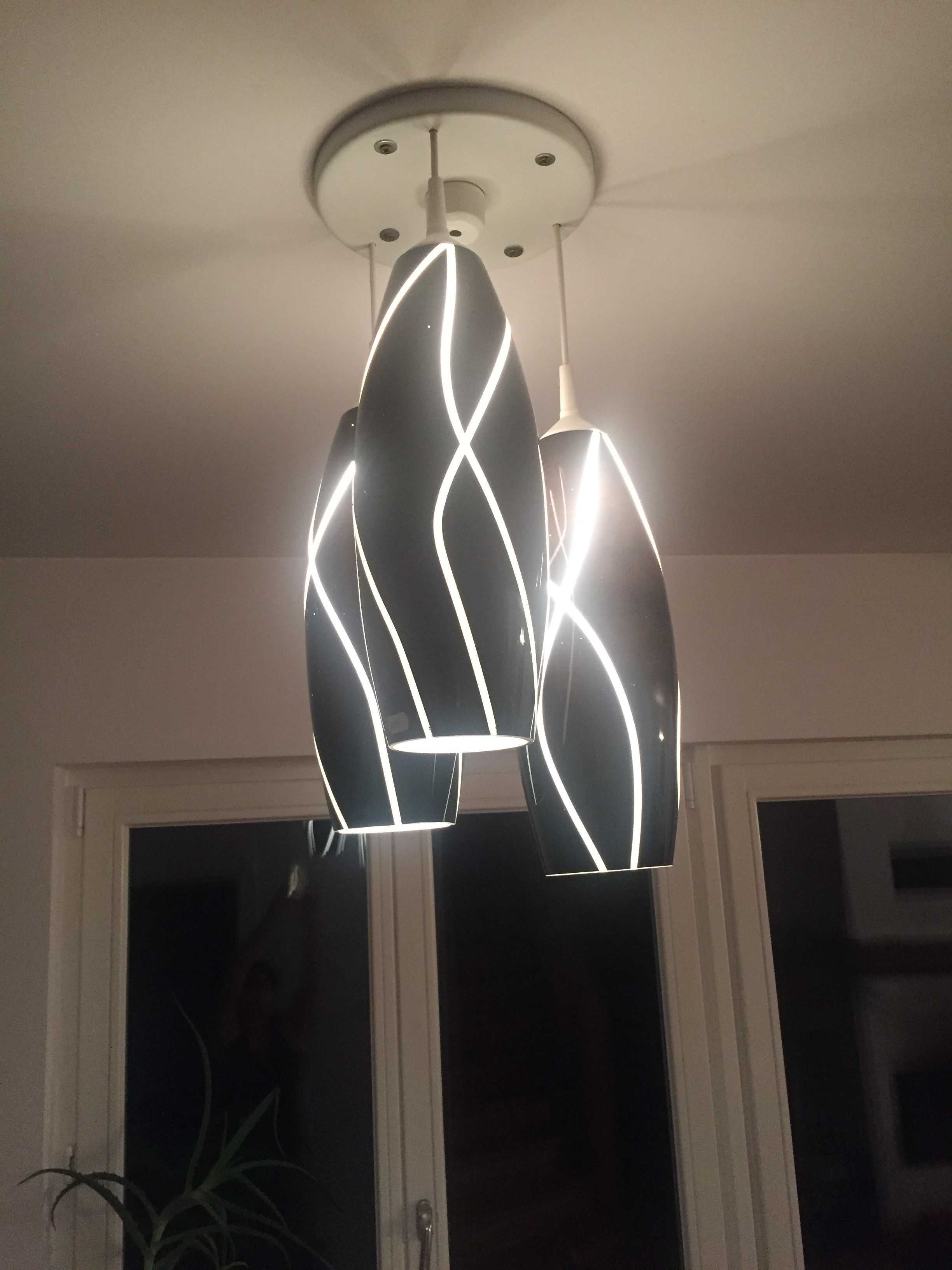 Żyrandol/lampa ,dwuwarstwowe szkło , Art Deco -   35 cm - lata 60-PRL