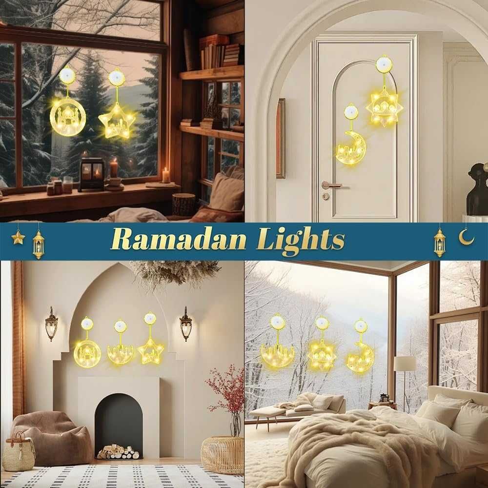 Świąteczne lampy LED na Ramadan, dekoracyjne lampy Eid Mubarak, 5 szt.