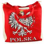 Torba na zakupy płócienna czerwona z orłem POLSKA