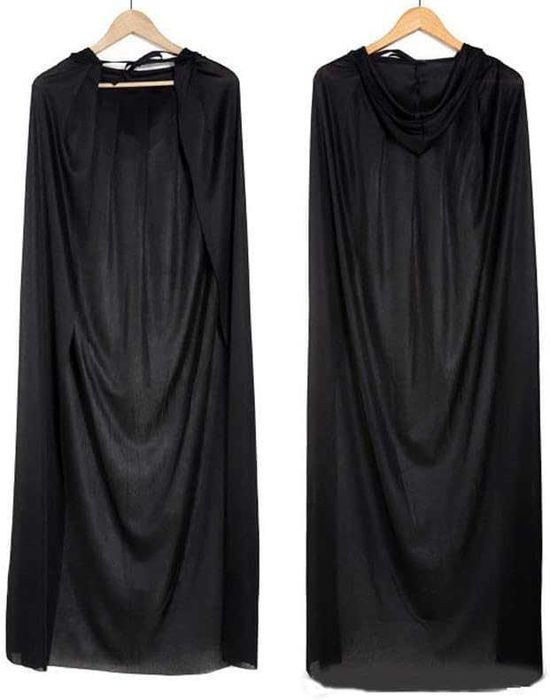 Peleryna z kapturem czarna, dł. 130 cm Halloween Cosplay