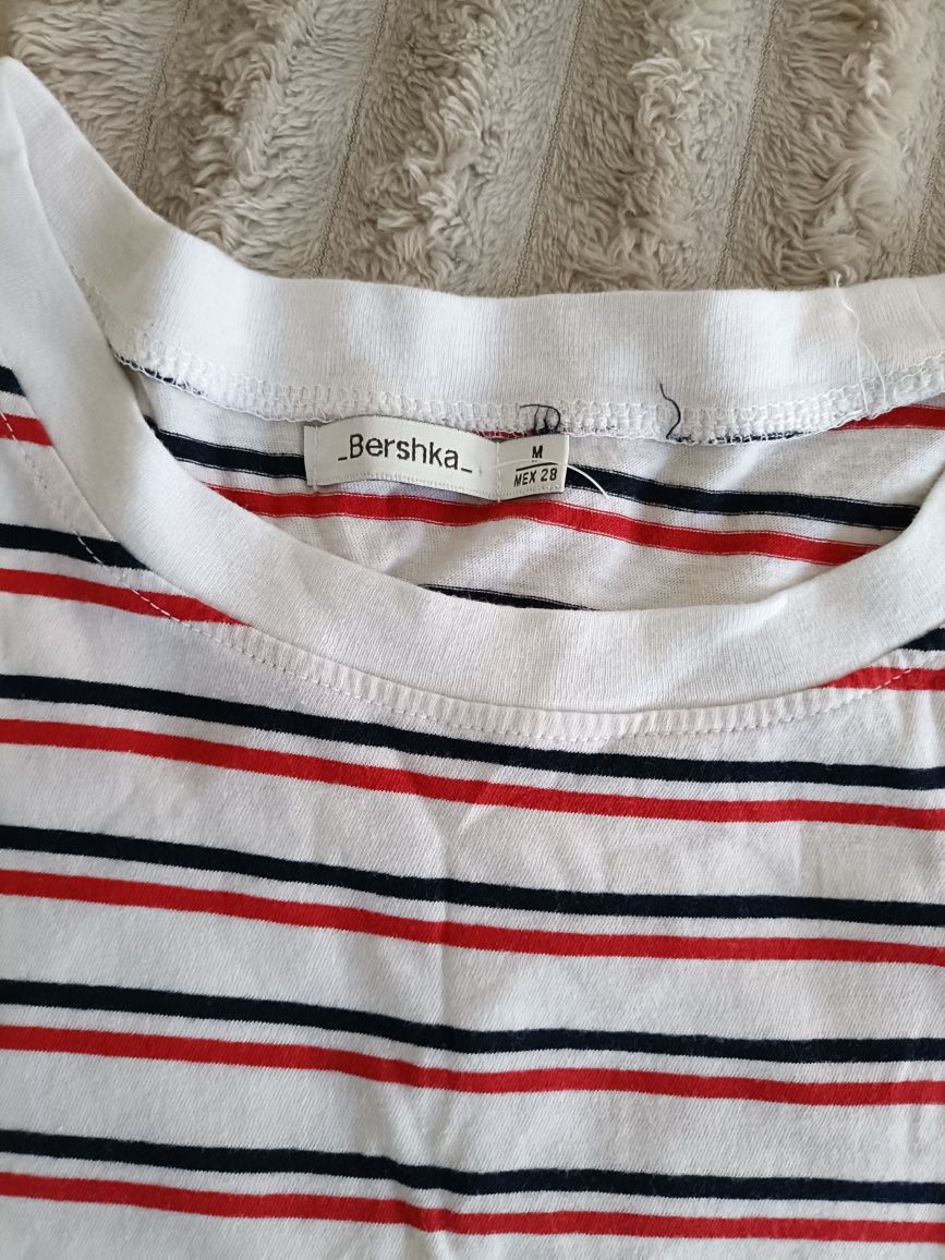 Fajny bawełniany crop top w paski rozm. M