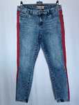 Spodnie jeansy skinny z czerwonymi lampasami
