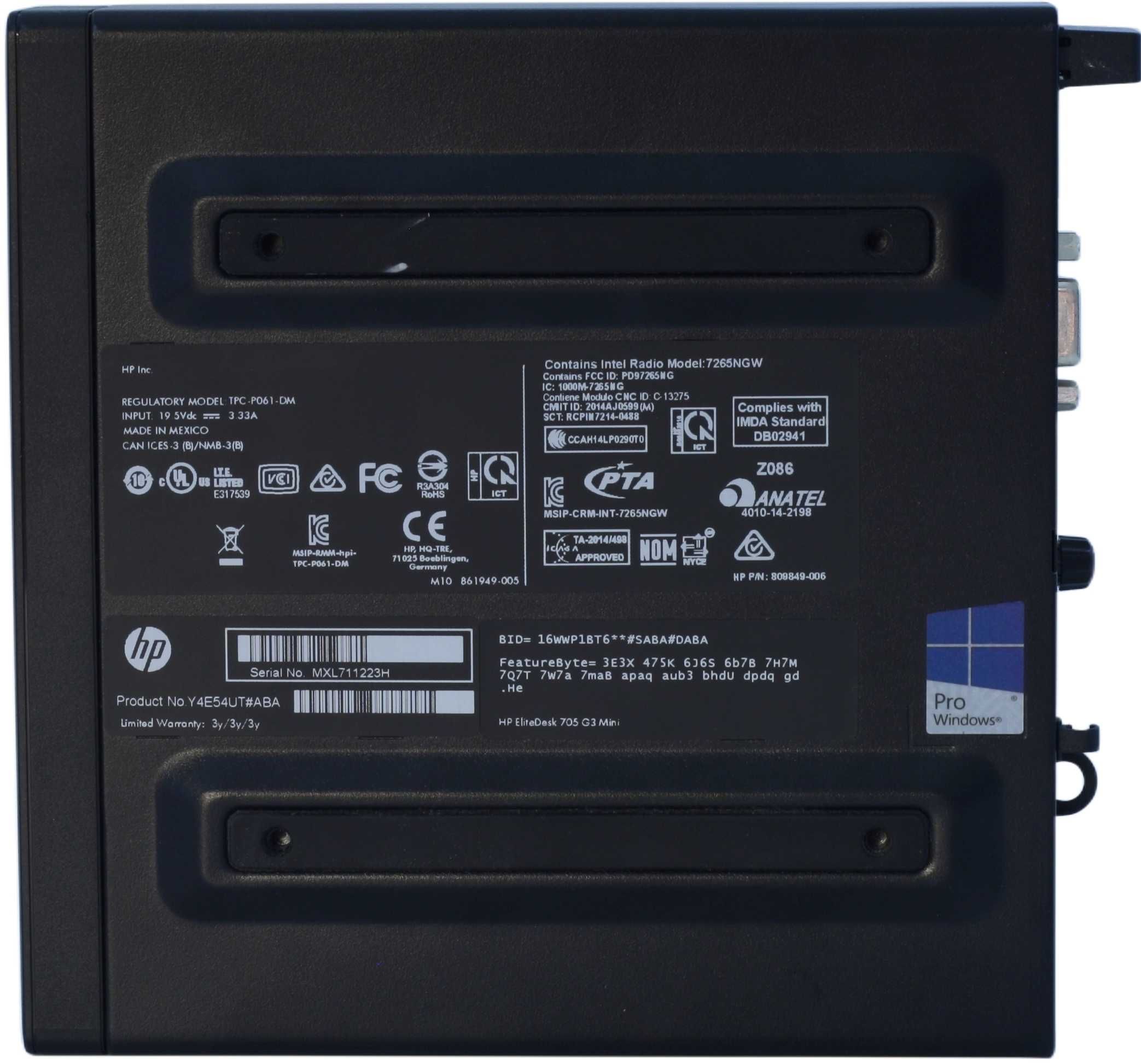 Микро HP EliteDesk 705 G3 mini 35W (AMD PRO A10-9700E/8GB/Wi-Fi/m.2/W)