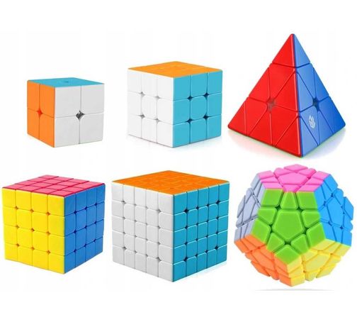 ZESTAW 6w1 KOSTKA RUBIKA 2x2 3x3 4x4 5x5 Pyraminx Megaminx Рубика