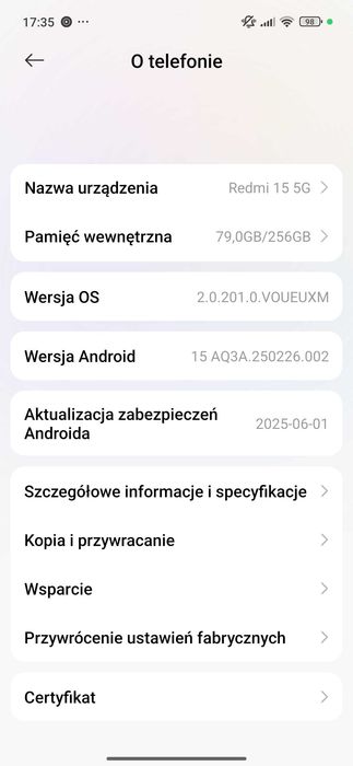 Xiaomi Redmi 15 5G 8GB/256GB Midnight Black model z 2025 lipiec