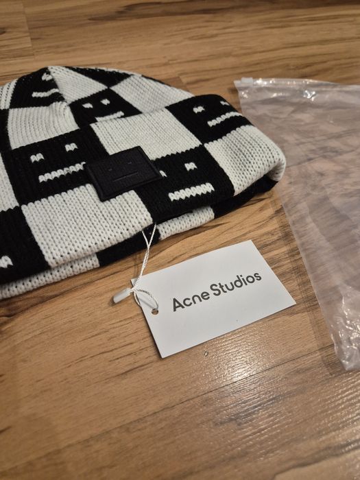 Nowa wełniana czapka Acne Studios czarna biała