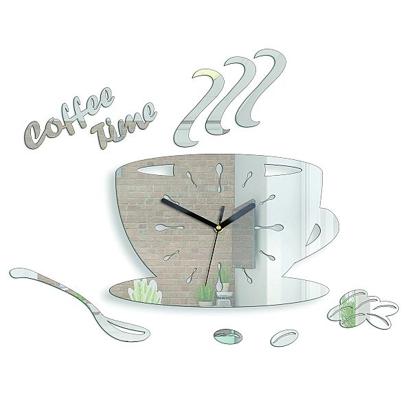 Zegar Ścienny Kuchenny Coffe Time Mirror Lustro