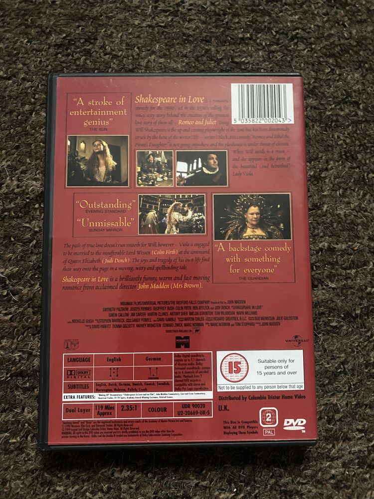 Zakochany Szekspir Płyta DVD John Madden.