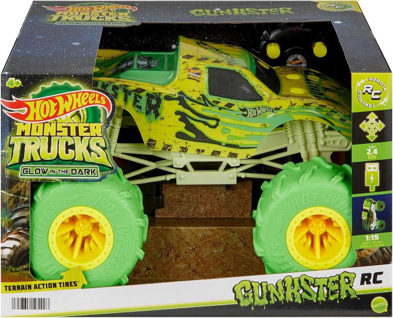 Hot Wheels Monster Trucks RC 1:15 Scale Gunkster світиться  Хот Вілс