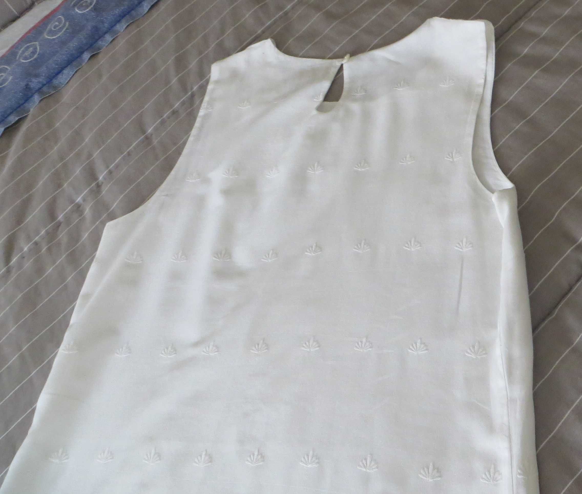 Vestido Cortfield Branco, 100% algodão, forrado, e bordado - Tam. S
