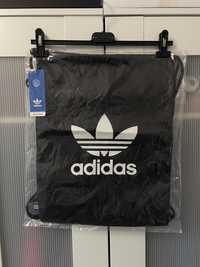 Nowy oryginalny plecak worek Adidas z metką logo trefoil czarny tumblr