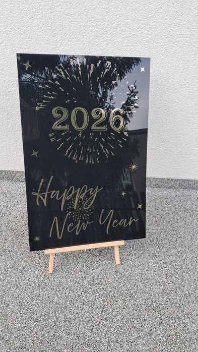 Tablica na sylwestra tablica powitalna na sztalugę do dekoracji balon