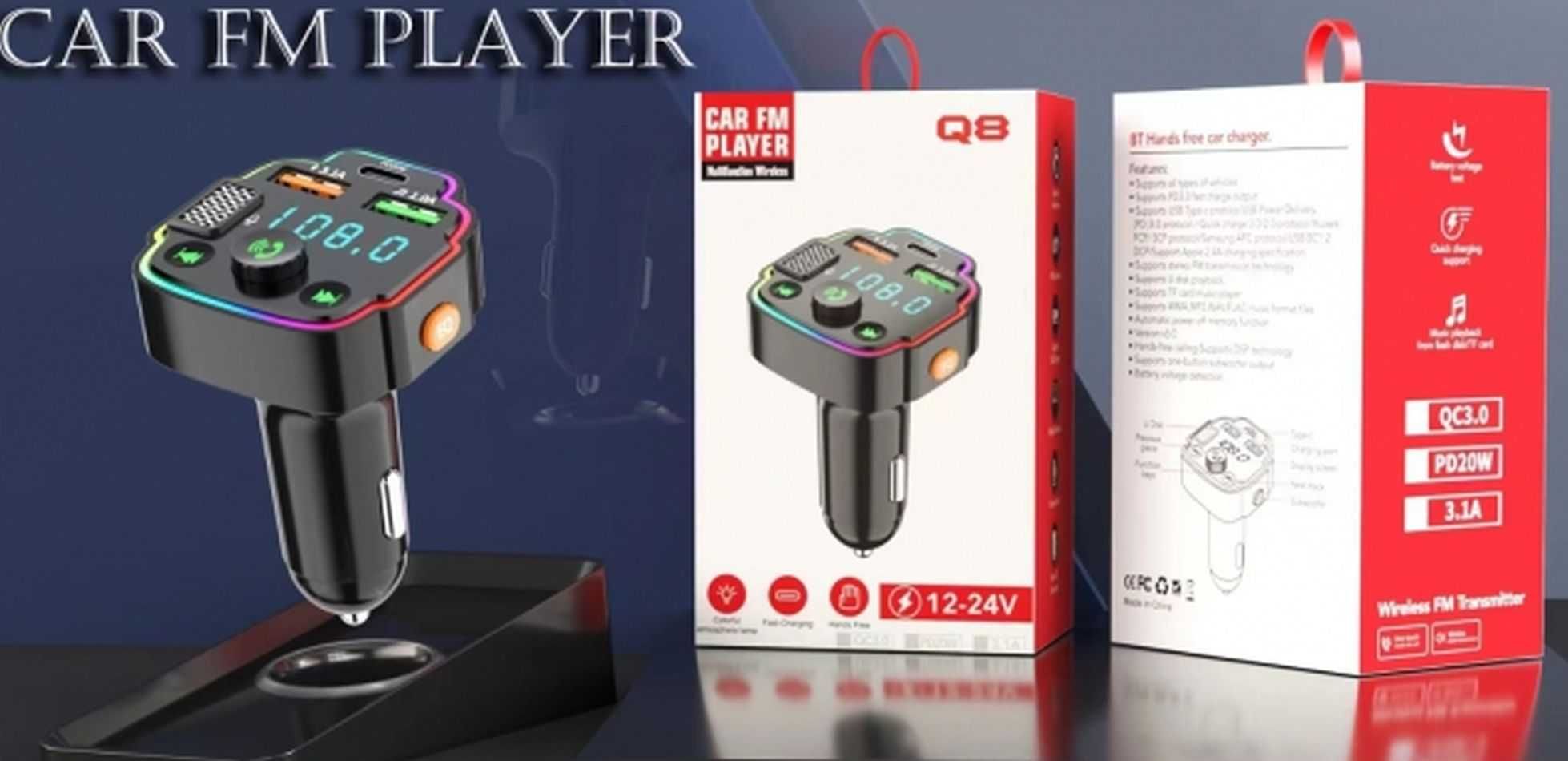 Samochodowy transmiter bluetooth MP3 EB107
