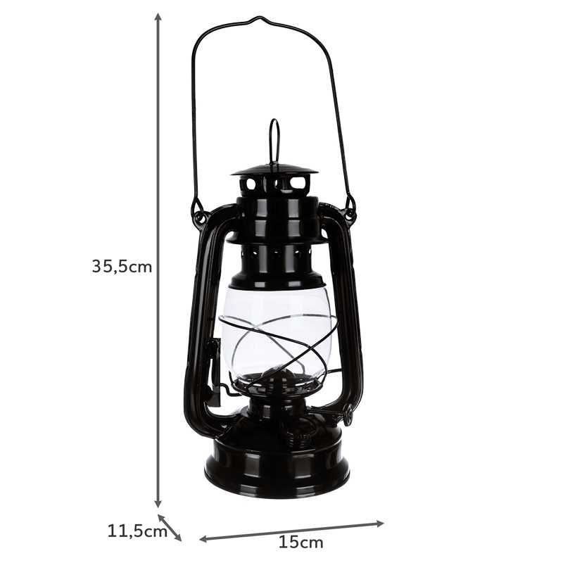 Lampa Naftowa Czarna Retro Loft na Naftę + Knot