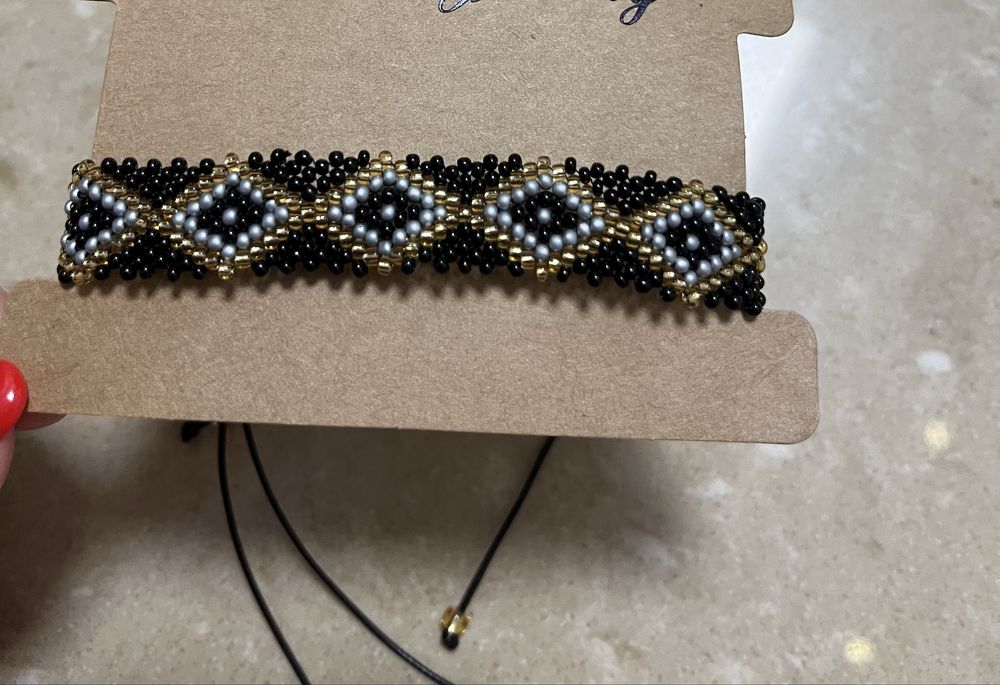 Regulowana bransoletka na sznurku złota srebrna