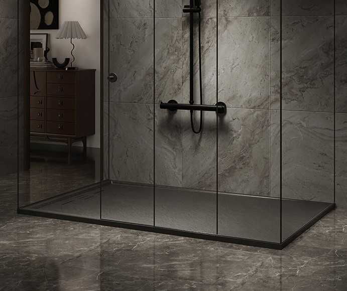 Brodzik pryszniczowy prostokątny imitacja kamienia  czarny 120x80 CM